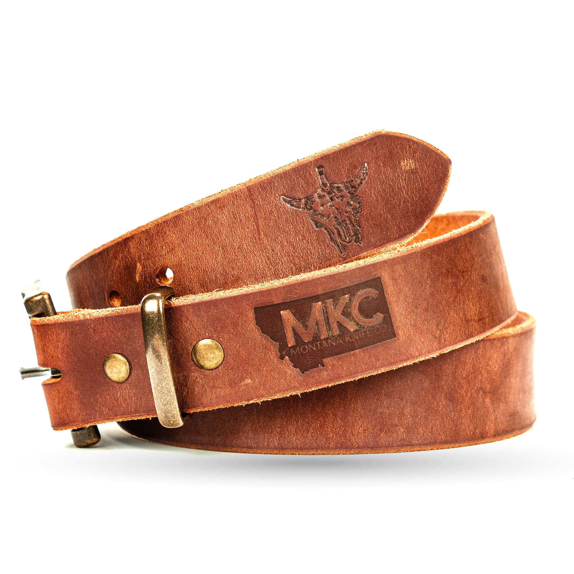 MKC LEATHER BELT - BROWN