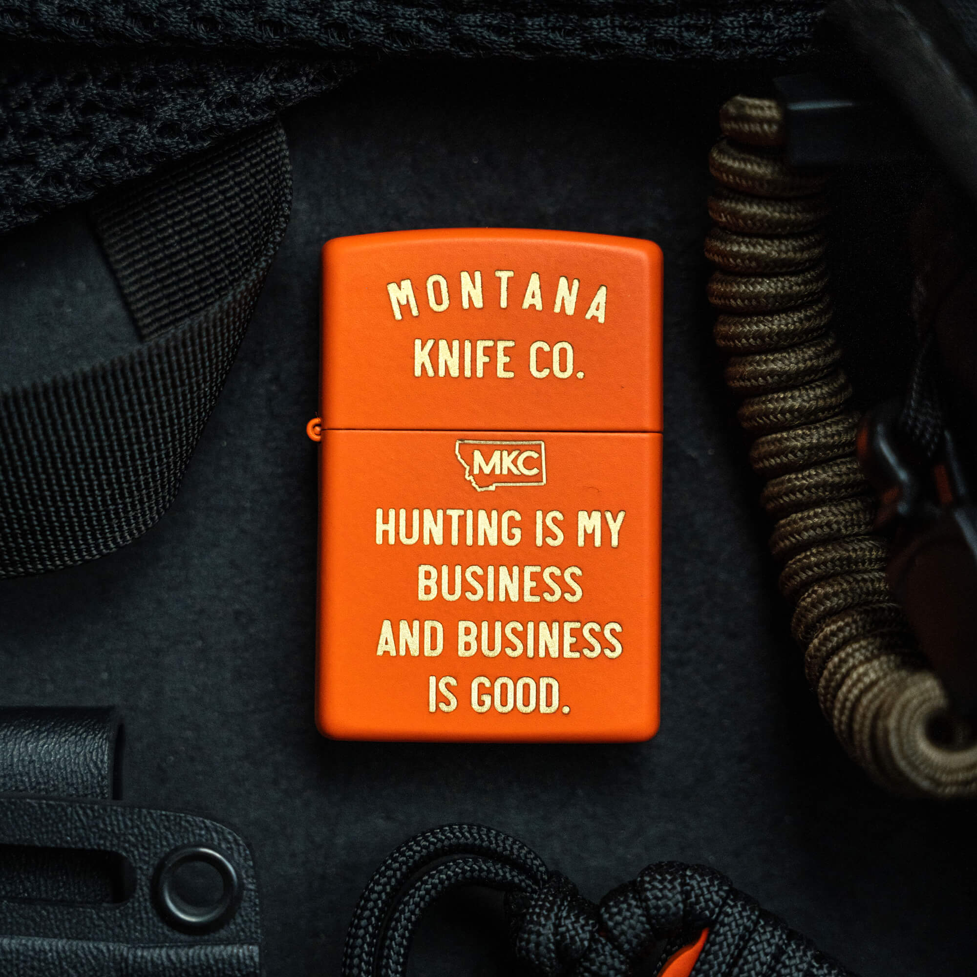 HUNTING IS MY BUSINESS BLAZE ORANGE CERAKOTE - ZIPPO LIGHTER - USA MADE